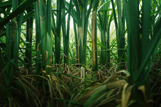 Łodygi trzciny cukrowej na plantacji