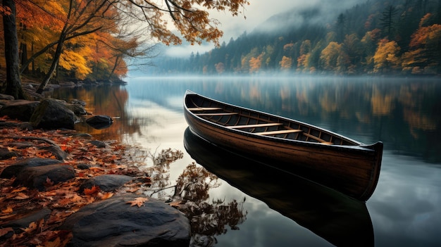 łódź jezioro jesień spokój łaska krajobraz zen harmonia odpoczynek spokój jedność harmonia fotografia