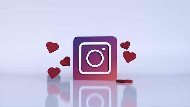 Zdjęcie logo aplikacji 3d instagram. instagram platforma społecznościowa