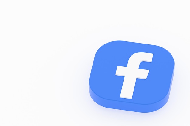 Logo aplikacji Facebook renderowanie 3d na białym tle