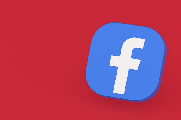 Zdjęcie logo aplikacji facebook renderowanie 3d na czerwonym tle