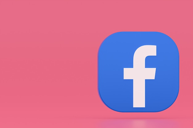 Logo aplikacji Facebook renderowanie 3d na różowym tle
