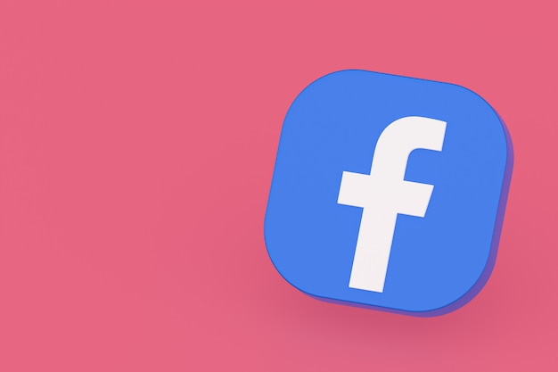 Logo aplikacji Facebook renderowanie 3d na różowym tle