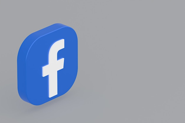 Logo aplikacji Facebook renderowanie 3d na szarym tle