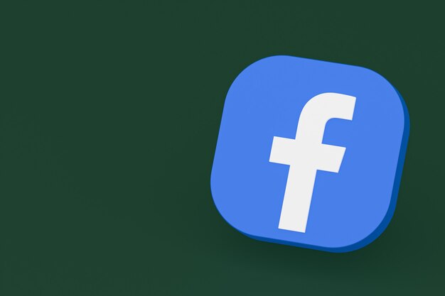 Logo aplikacji Facebook renderowanie 3d na zielonym tle