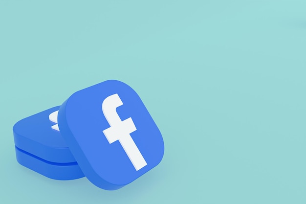 Logo aplikacji Facebook renderowanie 3d na zielonym tle