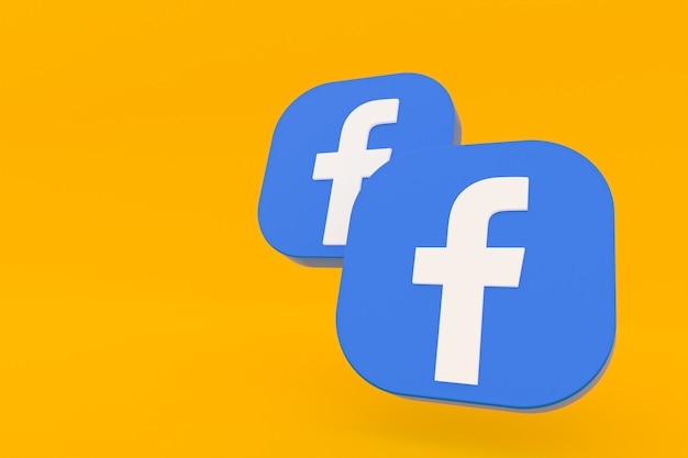 Logo aplikacji Facebook renderowanie 3d na żółtym tle