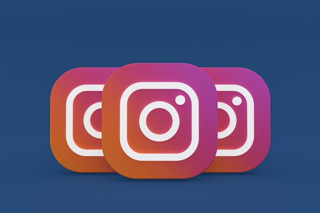 Logo Aplikacji Instagram Renderowania 3d Na Niebieskim Tle