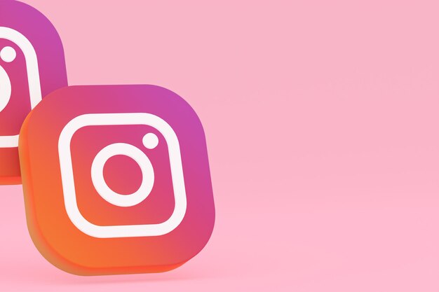 Zdjęcie logo aplikacji instagram renderowanie 3d na różowym tle