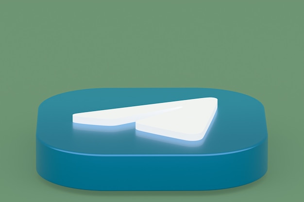 Logo aplikacji telegramu renderowania 3d na zielonym tle