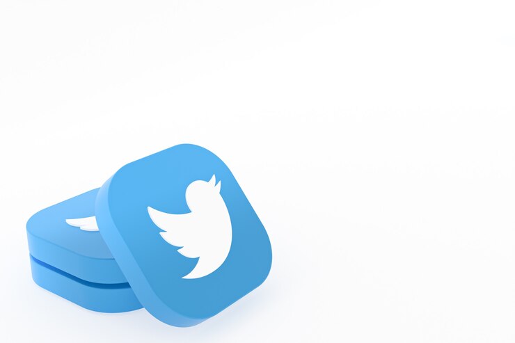 Zdjęcie logo aplikacji twitter renderowanie 3d na białym tle
