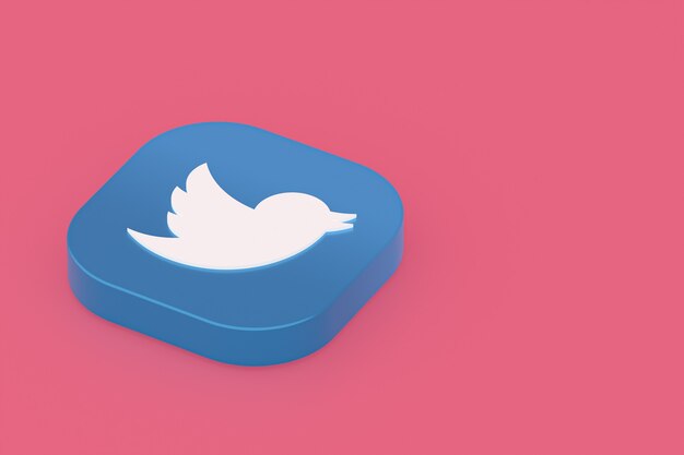 Logo Aplikacji Twitter Renderowanie 3d Na Różowym Tle