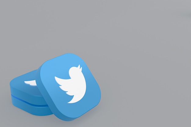 Logo Aplikacji Twitter Renderowanie 3d Na Szarym Tle