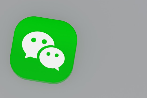 Logo aplikacji Wechat renderowanie 3d na szarym tle