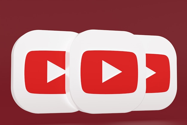 Logo aplikacji Youtube renderowania 3d na czerwonej powierzchni