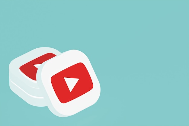 Logo aplikacji Youtube renderowania 3d na niebieskim tle