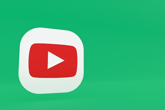 Logo aplikacji Youtube renderowania 3d na zielonym tle