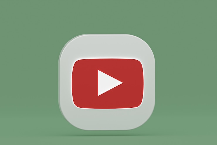 Zdjęcie logo aplikacji youtube renderowania 3d na zielonym tle