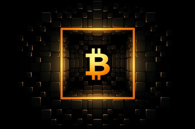 Logo bitcoina w kształcie kwadratu