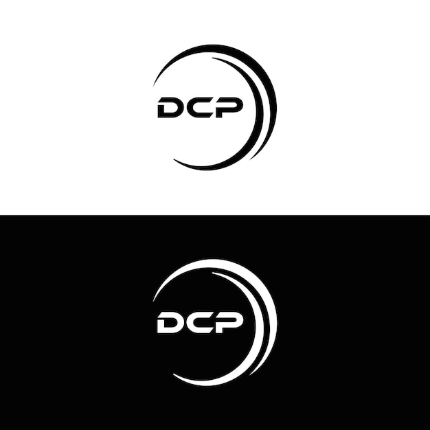 Logo DCP Białe litery DCP D C P litery logo projektowanie D C P litera logo projektowanie w
