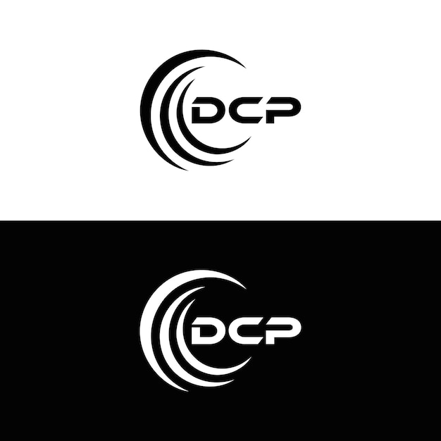 Logo DCP Białe litery DCP D C P litery logo projektowanie D C P litera logo projektowanie w