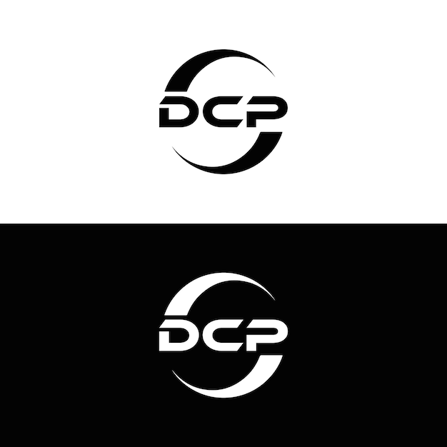 Logo DCP Białe litery DCP D C P litery logo projektowanie D C P litera logo projektowanie w