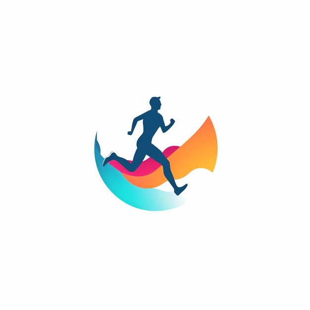Logo dla działającej firmy z biegnącym mężczyzną.