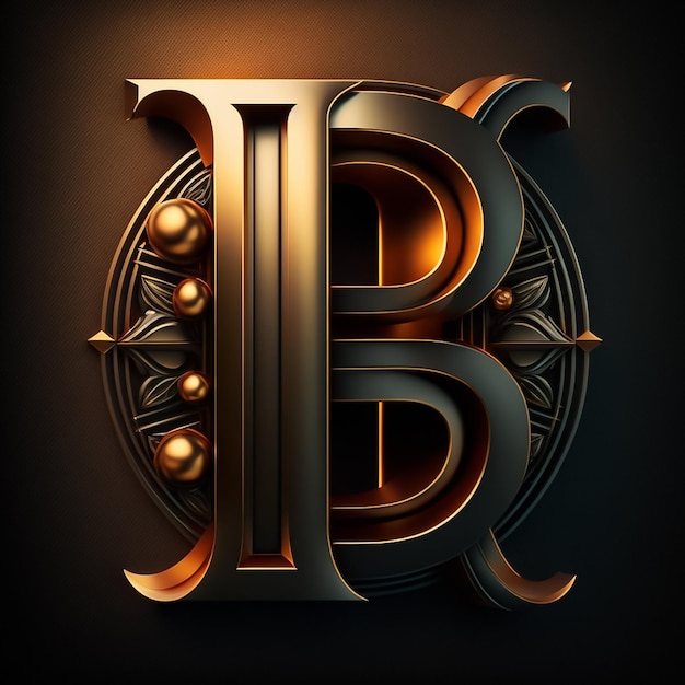 Zdjęcie logo dla litery b z nowoczesnym klasycznym stylem alfabetu 3d na czarnym tle generowane przez ai