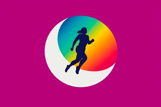 Logo dziewczyny biegającej na kolorowym tle koncepcja sportu zdrowy styl życia generatywny ai