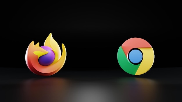 Logo Firefoksa i Chrome Renderowanie 3D