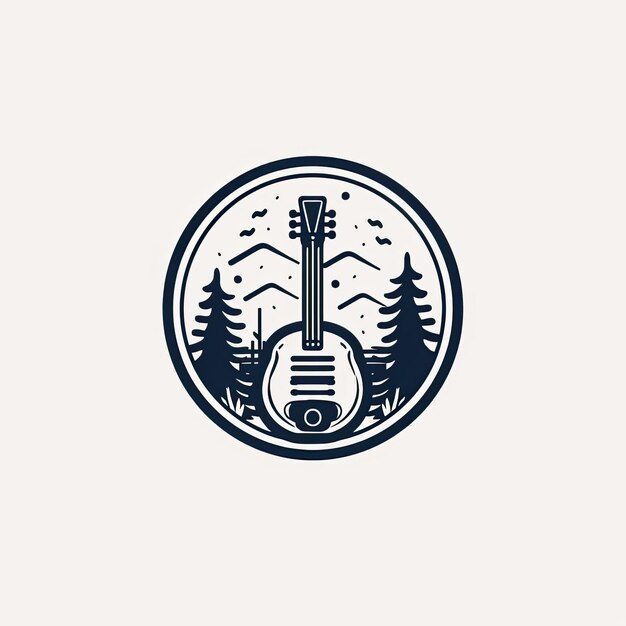 Zdjęcie logo forest i atlantic w kolorze niebiesko-białym, instrument muzyczny i kamera są włączone