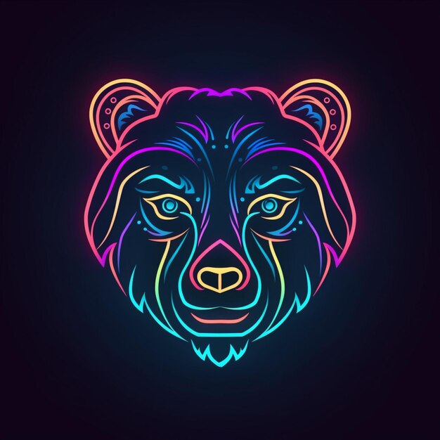 logo głowy niedźwiedzia w stylu neonowym