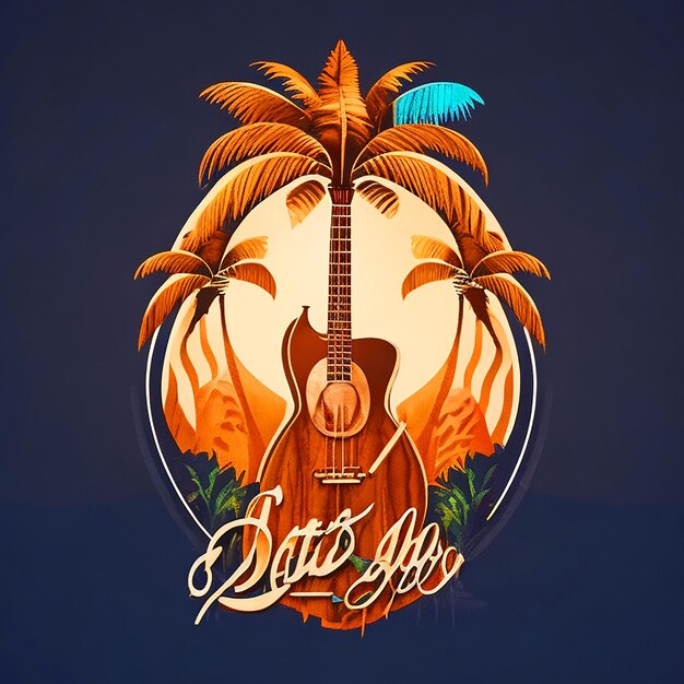 logo grupy muzycznej zawierające elementy gitary palmowej i fortepianu tshart