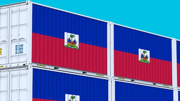 Logo Haiti Wskazujące drogę Emblem Logo i flaga w świecie handlu międzynarodowego
