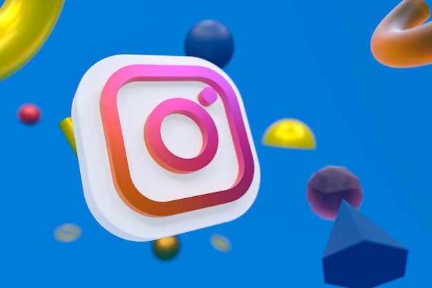 Logo ig Instagram na abstrakcyjnym tle geometrycznym