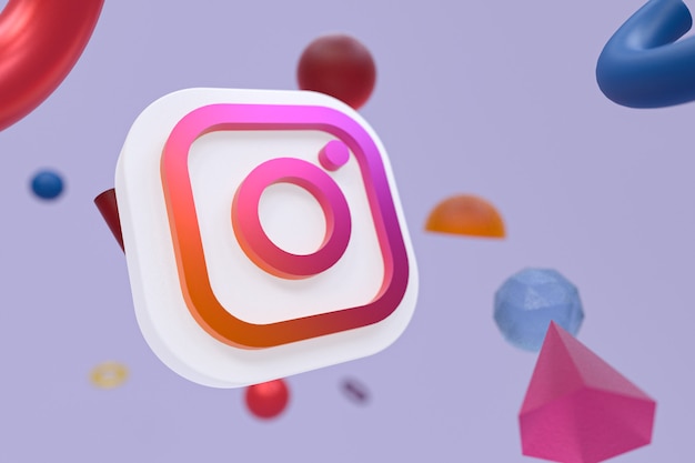 Logo ig Instagram na abstrakcyjnym tle geometrycznym