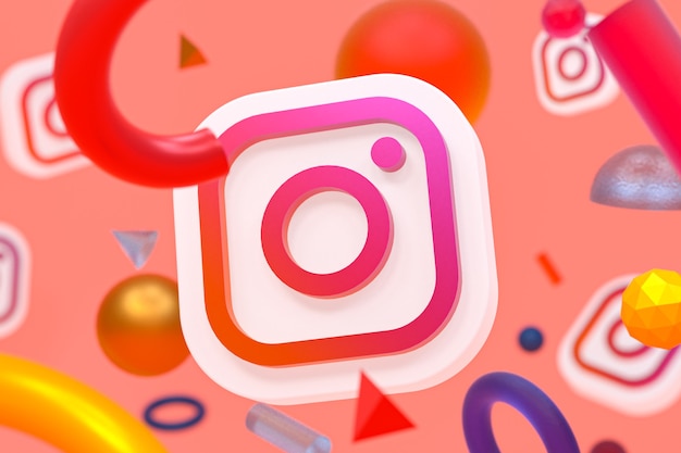 Logo Ig Instagram Na Abstrakcyjnym Tle Geometrycznym