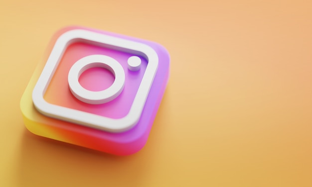 Zdjęcie logo instagram renderowania 3d z bliska. szablon promocji konta.