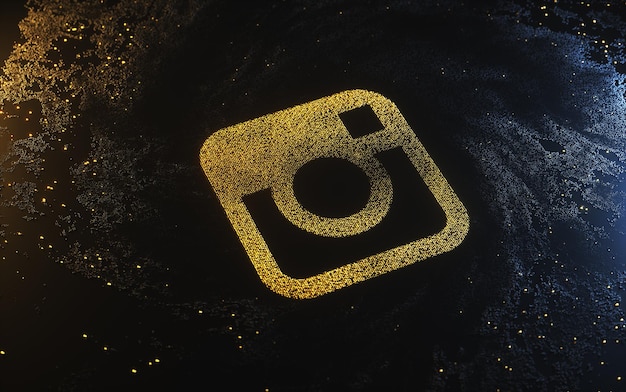Zdjęcie logo instagrama wykonane z drobinek i ciemnego tła