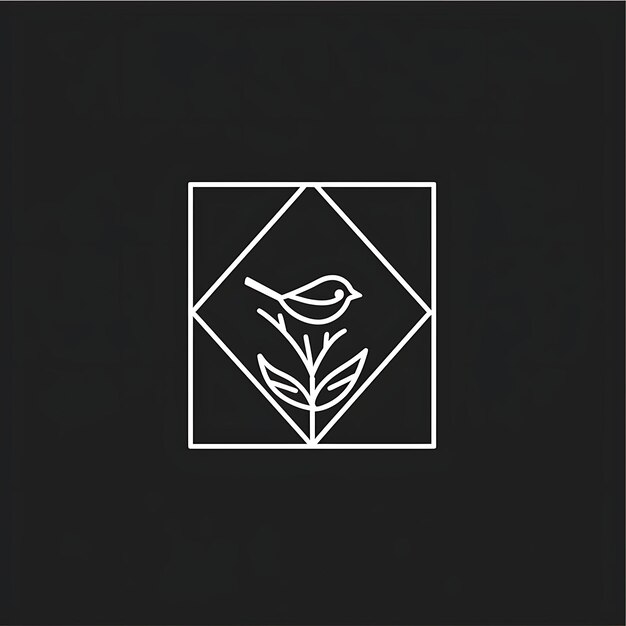Zdjęcie logo insygnia liść cilantro z kształtami geometrycznymi i ptakiem g simple tattoo outline design t-shirt