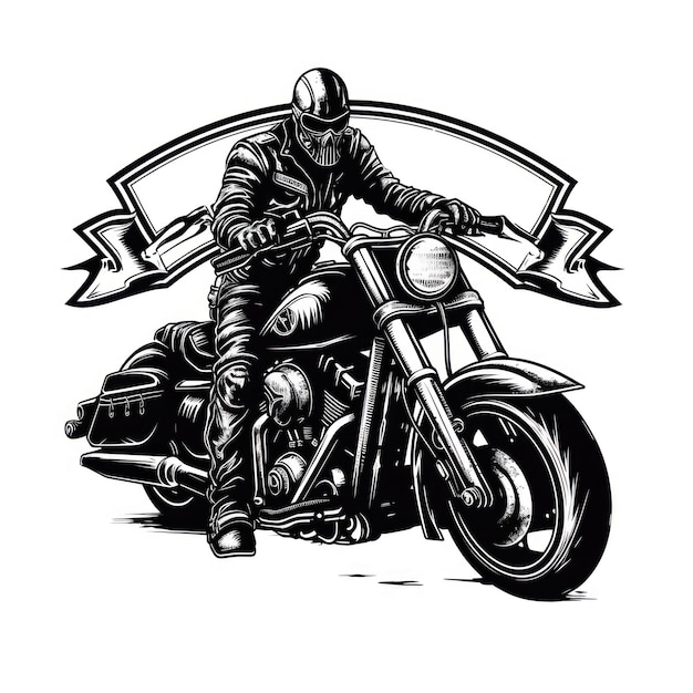 Logo klubu czarny motocykl na białym tle
