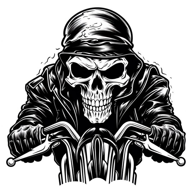 Zdjęcie logo klubu motocyklowego czarnego czaszki odizolowane
