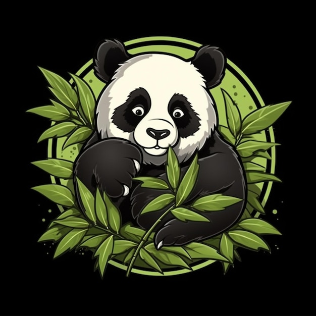 Logo kreskówki Panda jedzące bambus 20