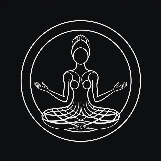 Logo kwiatu lotosu jogi z ludzką sylwetką Ai wygenerowane