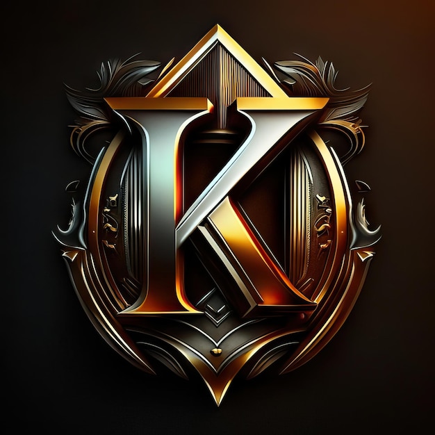 Zdjęcie logo litera k w kolorze złotym