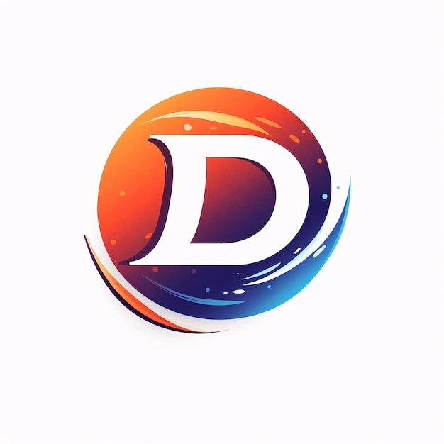 Zdjęcie logo litery d z niebiesko-pomarańczowym okręgiem i wzorem swoosh