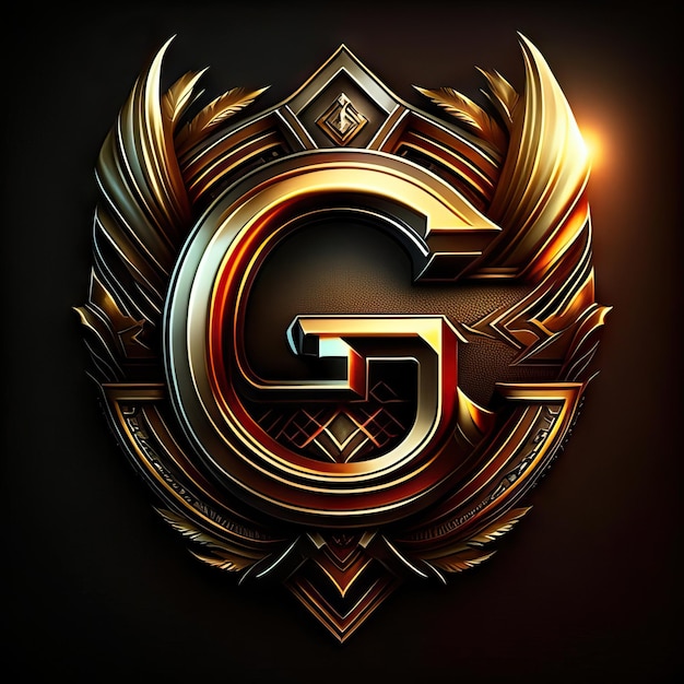 Zdjęcie logo litery g ze złotymi detalami