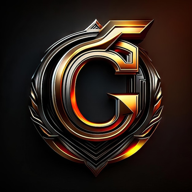 Zdjęcie logo litery g ze złotymi detalami
