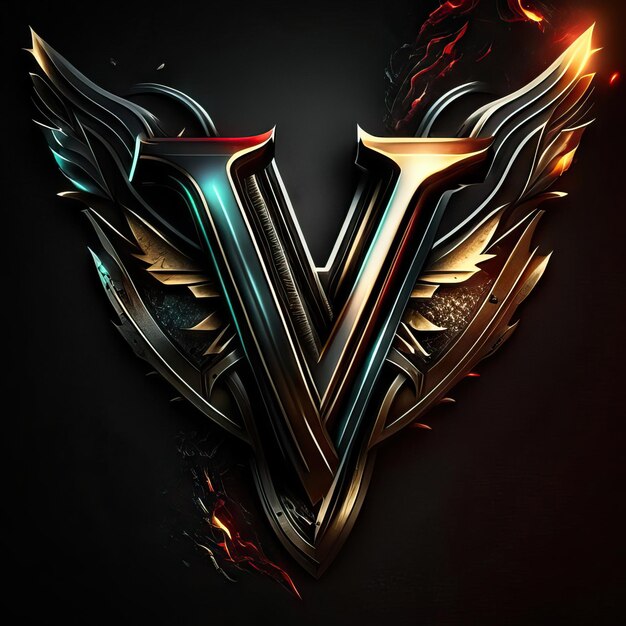 Logo litery V w kolorze złotym i czerwonym