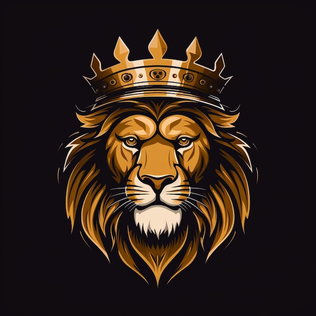 Logo lwa i korony z odizolowanym tłem